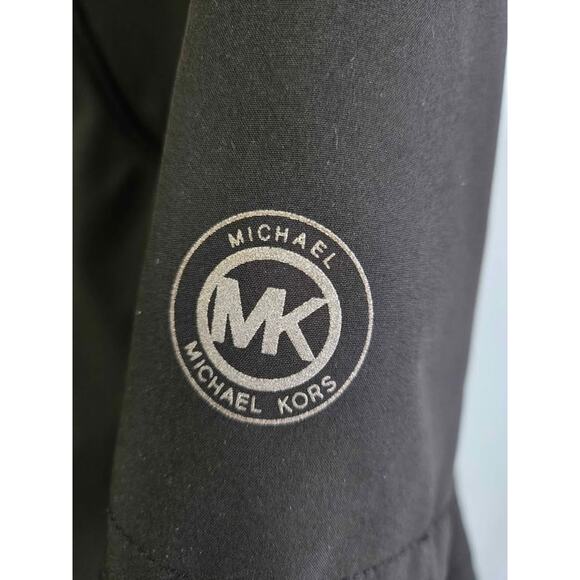 MICHAEL Michael Kors Black Soft Shell Hooded Anorak Quilted Sleeves Coat Size S - Picture 2 of 6